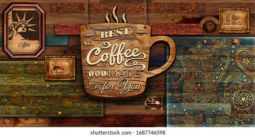 Retro coffee cup design for cafes and bistros