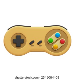 Retro Controller 3D Illustration Isolated White Background