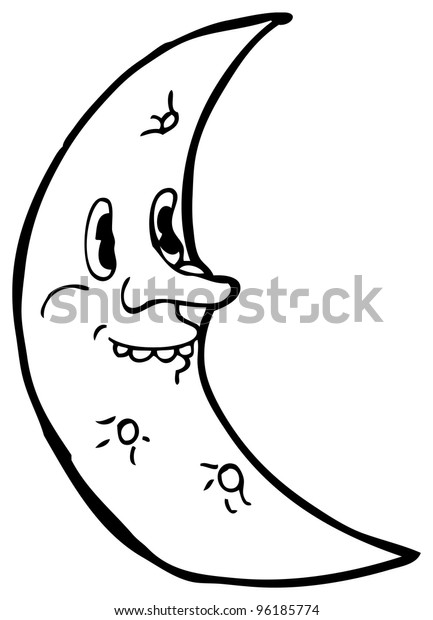 Retro Crescent Moon Cartoon Character のイラスト素材