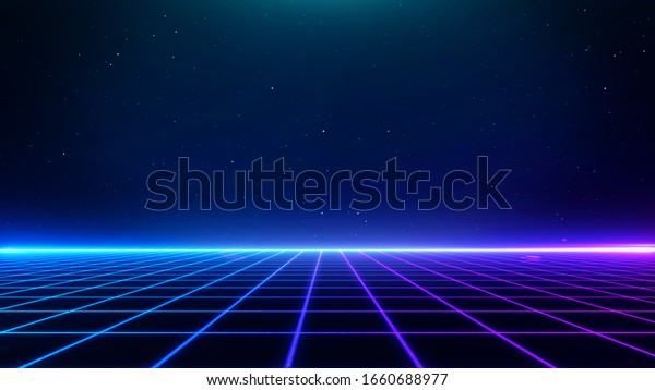 Retro Cyberpunk Style 80s Scifi Background Stock Illustration 1660688977