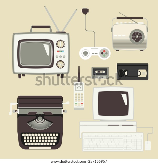 Retro Devices Collection Tv Radio Gamepad Stock Illustration 257155957 ...