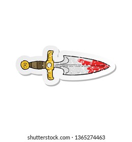 Retro Distressed Sticker Of A Cartoon Bloody Dagger