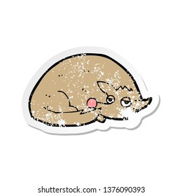 retro distressed sticker cartoon curled up dog