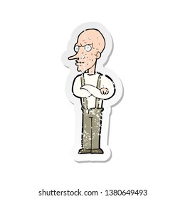 Retro Distressed Sticker Of A Cartoon Mean Old Man