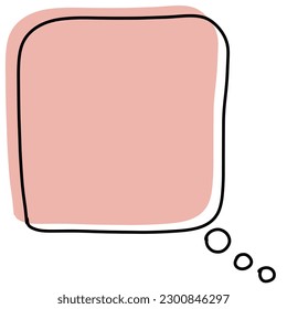 Retro empty comic chat bubbles line art and elements set with pink shadows on transparent background. Vector illustration, vintage design, pop art style. Speech bubble, speech balloon
