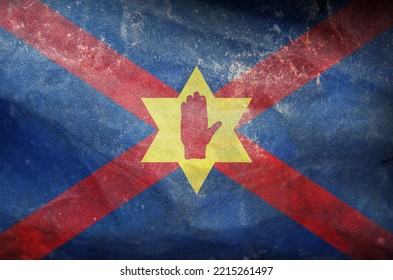 Retro Flag Of Celtic Peoples Ulster Scots With Grunge Texture. Flag Representing Ethnic Group Or Culture, Regional Authorities. No Flagpole. Plane Design, Layout