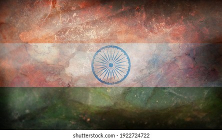 retro flag of India with grunge texture