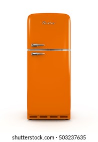 Retro Fridge Isolated On White Background 3D Rendering