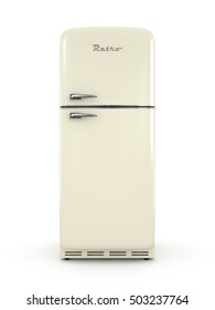 Retro fridge isolated on white background 3D rendering