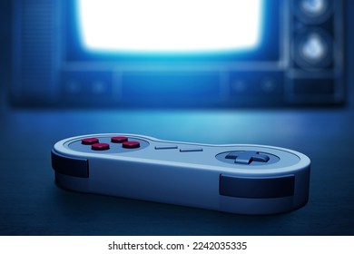 Retro game controller on 3d illustration