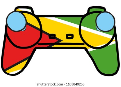A Retro Gaming Controller with the flag of  Guyana