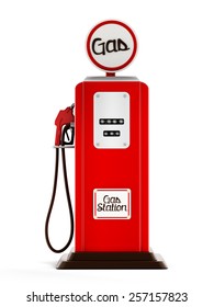 Retro Gas Pump Isolated On White Background