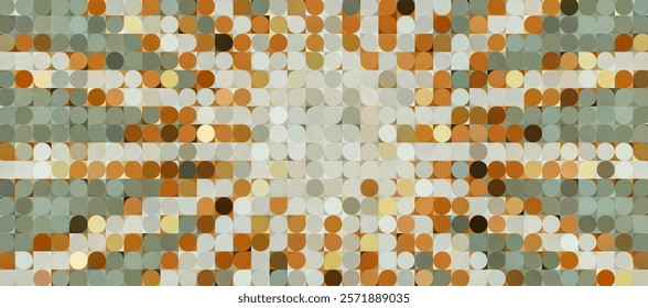 Retro Geometric Abstract Pattern with Circular Shapes and Warm Tones. 