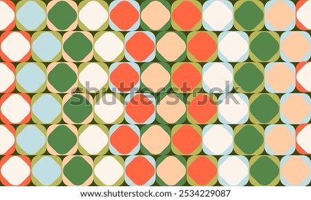 Retro Geometric Circle Pattern with Coral and Green Color Scheme Design