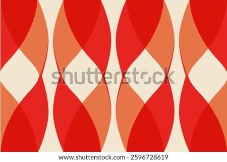 Retro Geometric Wave Pattern – Mid-Century Modern Abstract Design in Red and Orange