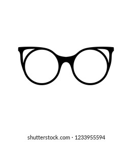 Retro glasses. Sunglasses black silhouettes. Eye glasses icon. Graphic ilustration