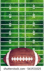 A Retro Grunge American Football Field And Ball Background Illustration.