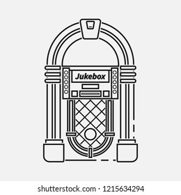 Retro Jukebox Flat Line  Icon Isolated On White Background.