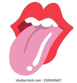 Retro Lips With Tongue. Pop Art Style.