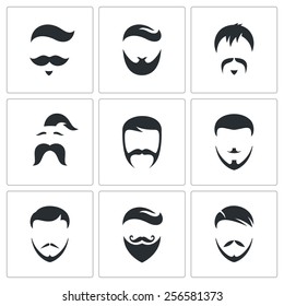 Retro Mens Hair Styles Icon Set