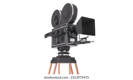 Retro movie camera standing on tripod isolated on white background.3d rendering. - Powered by Shutterstock