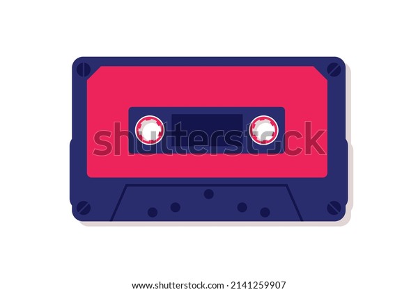 Retro music\
cassette illustration isolated. Compact music tape analogue\
technology. Analog audio storage\
media.