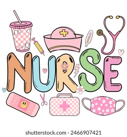 Retro Nurse Design, Funny Nurse, Nurse Mom Png, Nursing Shirt Design, Nurse Sublimation Design - Powered by Shutterstock