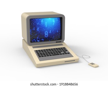 Retro PC Computer Desktop Device Concept 3D Illustration