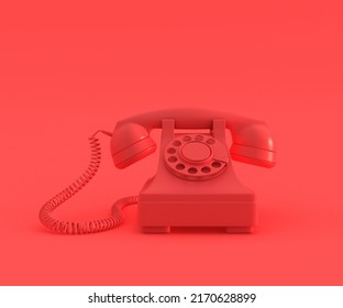 Retro Red Telephone Set, 3D Rendering.