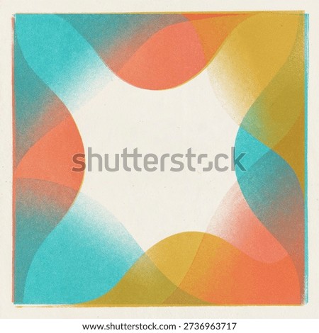 Retro Risograph Abstract Background with Grainy Organic Shapes and Layered Colors. Premium Quality
