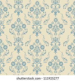 retro seamless pattern with blue flowers