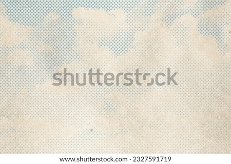 retro sky pattern on old paper texture. raster halftone vintage clouds.