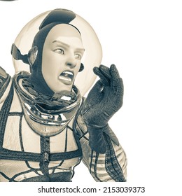 Retro Space Astronaut Jeering, 3d Illustration