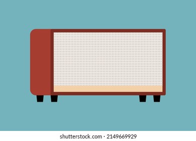 Retro Speaker. An Electronic Amplifier Is A Device Used In Music Equipment. Musical Instruments, Guitar Amp Illustration.