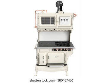 Retro Stove On White Background. 3D Image