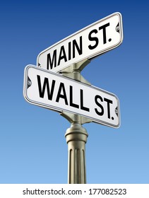 Retro street sign with Wall street and Main street 