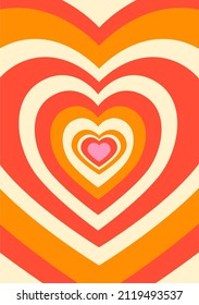 Retro Stripes Heart Groovy Style. Valentine 14 February.