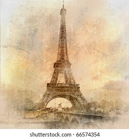 retro styled background - Eiffel tower