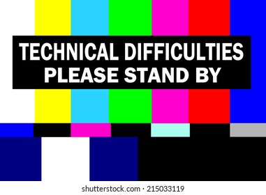 Retro Television Test Pattern With Please Stand By Technical Difficulties Warning