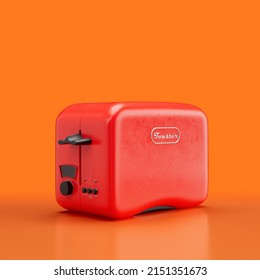 Retro Toaster, Vintage Kitchen Appliance Side View, 3d Rendering