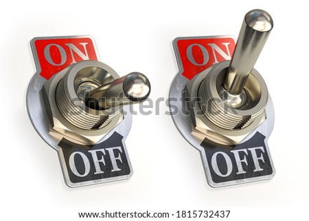 Retro toggle switch ON OFF isolated on white background. 3d illustration