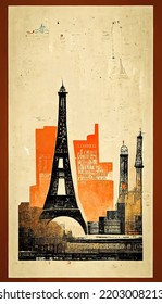 Retro Tourist Poster On The City Of Paris And The Eiffel Tower To Promote France Abroad