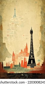 Retro Tourist Poster On The City Of Paris And The Eiffel Tower To Promote France Abroad