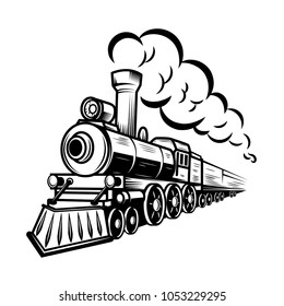 Retro Train Illustration Isolated On White Stock Vector (Royalty Free ...