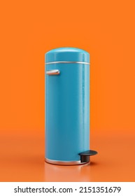 Retro Trash Can, Vintage Kitchen Appliance Side View, 3d Rendering