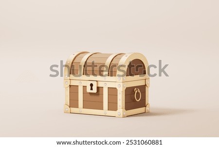 Retro treasure box, 3d rendering. 3D illustration.