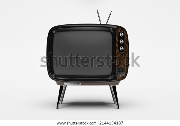 Retro TV blank screen template. Mockup isolated\
on white background - 3d\
rendering