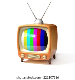 Retro Tv With Color Bars Screen 3d Illustration