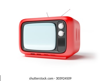 Retro Tv In Seventies Style Isolated On White