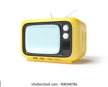 Retro Tv In Seventies Style Isolated On White